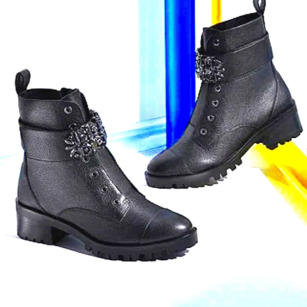 COPY - KARL LAGERFELD JEWELED COMBAT BOOTS 6 6.5 8.5 9 10 - Picture 6 of 8